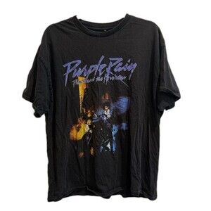 Purple Rain Prince Womens Black T Shirt Graphic Print Crew Pullover Short Sleeve